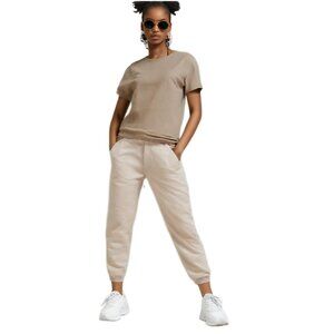 Pendleton Sandy Tan Short Sleeve Spring Style V-Neck Sweater, Size Medium